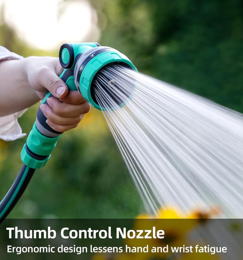 Heavy Duty Garden Hose Nozzle, 10 Spray Patterns Water Hose Sprayer with Thumb Control On/Off Valve, Comfortable Grip, Ideal for Outdoor Watering,...