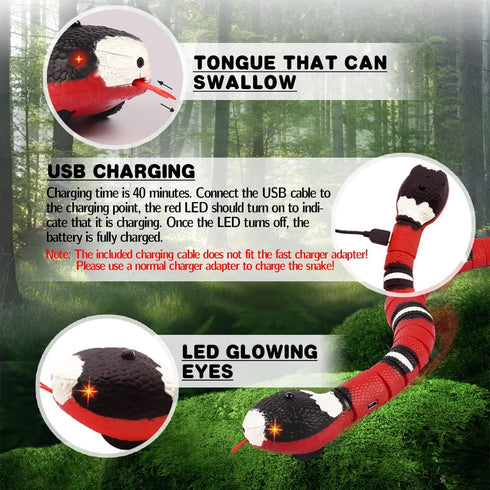 Smart Sensing Snake Toy, Infrared Induction Snake Toy for Kids, USB Rechargeable Interactive Toys for Cat Dog, Simulation Slithering Serpent Reali...