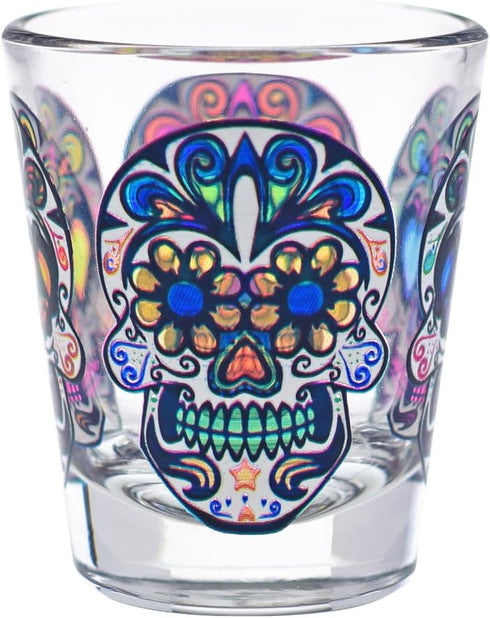 Culver Sugar Skulls Decorated Shot Glasses, 1.75-Ounce, Set of 4...