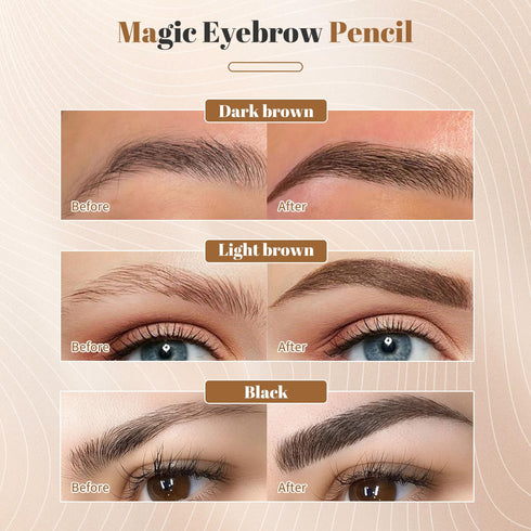 2Pcs Magic Eyebrow Pencil, 3D Waterproof Microblading Eyebrow Pen 4 Fork Tip Tattoo Pencil, Natural Makeup Fine Stroke Eyebrow Pencil Dark Brown B...