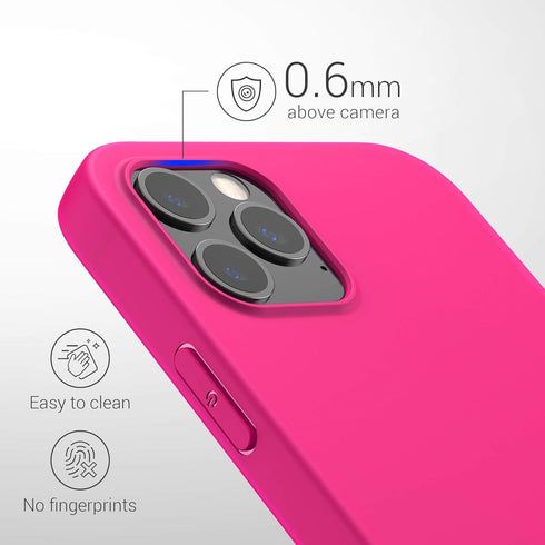kwmobile Case Compatible with Apple iPhone 12 Pro Max Case - Soft Slim Protective TPU Silicone Cover - Neon Pink...