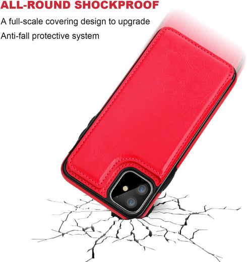 for iPhone 11 Wallet Case with Card Holder,OT ONETOP PU Leather Kickstand Card Slots Case,Double Magnetic Clasp and Durable Shockproof Cover for i...