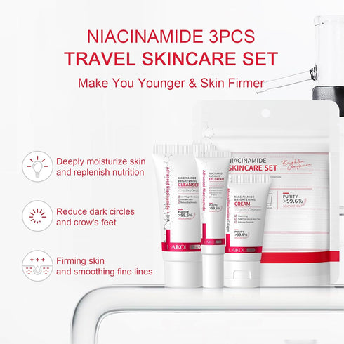 Niacinamide Travel Size Skin Care Set, Travel Size Skincare Set for Teenagers Girls, Travel Size Face Care Kit with Cleanser, Eye Cream, Cream, Fa...