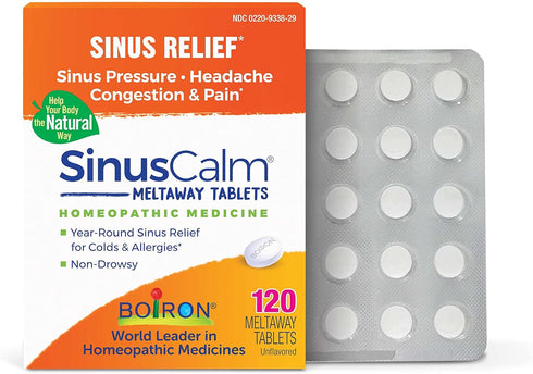 Boiron SinusCalm Tablets for Sinus Pain Relief, Runny Nose, Congestion, Sinus Pressure, Headache - 120 Count...