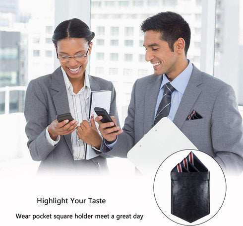 Pocket Square Holder Leather Pocket Square Holder for Men's Suit Handkerchief...