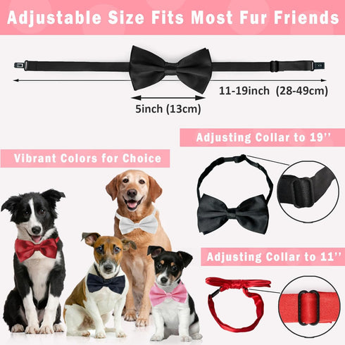 KOOLMOX Dog Bow Tie, Adjustable White Dog Collar Bow Tie for Medium and Large Dogs Cats Pets Wedding Birthday Graduation Holiday Homecoming Costum...