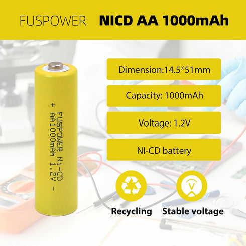 AA Rechargeable Batteries Double AA 1000mah 1.2v Nicd Rechargeable Solar Light Batteries (16 Count (Pack of 1))...