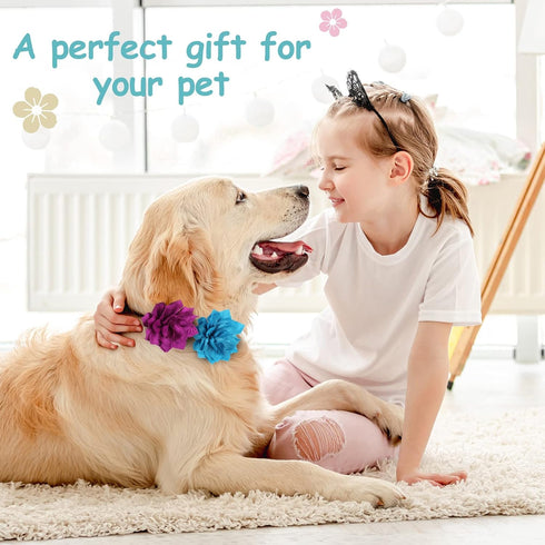 20 Pieces Dog Collar Flowers Multi Color Pet Flower Bow Ties Flower Collars for Dogs Grooming Cat Puppy Dog Flowers for Collars Dog Charms Collar ...