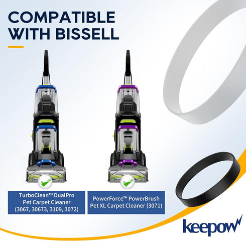 KEEPOW Replacement Belts for Bissell Vacuum 3071 PowerForce PowerBrush Pet XL Carpet Cleaner and Bissell 3067 TurboClean DualPro Pet Carpet Cleane...
