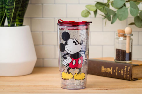 Silver Buffalo Disney Vintage Mickey Mouse Since 1928 Double Wall Travel Tumbler with Slide Close Lid, 20 Ounces...