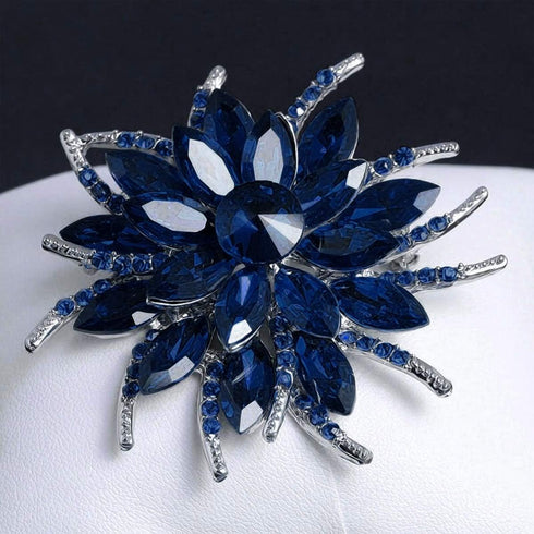 Flower Brooches Pin for Women Brides Created Crystal Brooch Blue?3Pcs?...