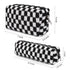 Makeup Bag Checkered Cosmetic Bag Black Makeup Pouch 1Pcs Large Capacity Makeup Bags and 1Pcs Makeup Brushes Storage Bag Travel Toiletry Bag Organ...