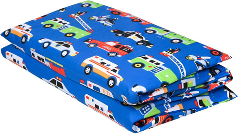 Wildkin Kids Cotton Nap Mat Cover – Soft, Sewn-in Flap, Durable & Fits 1.5" Vinyl Sleep Mats - Heroes...