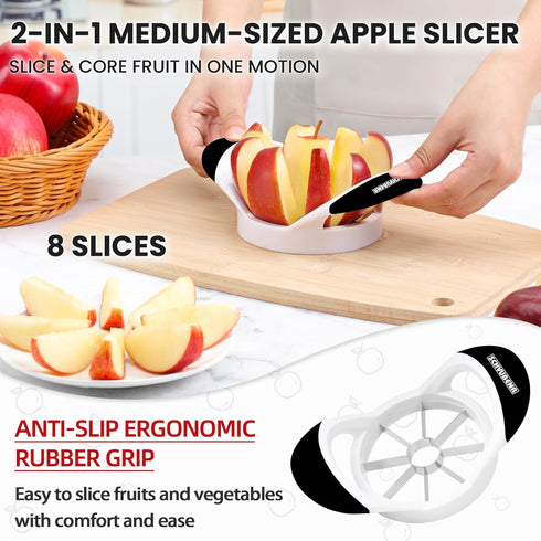 SCHVUBENR 3.5 Inch Apple Slicer - Professional Apple Cutter - Stainless Steel Apple Corer - Super Sharp Apple Slicer and Corer - Apple Tool with 8...