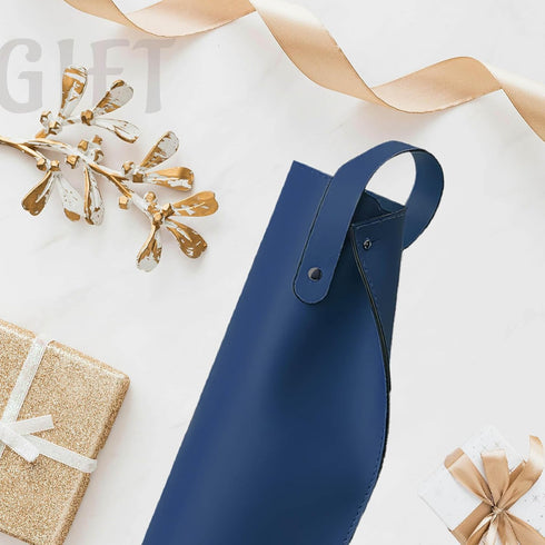 Leather Wine Tote Bag - Blue Wine Bottle Gift Bag Champagne Tote Carrier for Wine Lovers...