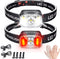Type-C Rechargeable Red Headlamp (2 Pack), 1200 Lumen 14 Modes Bright White Light Head Lamp with Motion Sensor, IPX4 Waterproof Adjustable Strap H...