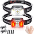 Type-C Rechargeable Red Headlamp (2 Pack), 1200 Lumen 14 Modes Bright White Light Head Lamp with Motion Sensor, IPX4 Waterproof Adjustable Strap H...