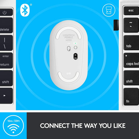 Logitech Pebble Wireless Mouse with Bluetooth or 2.4 GHz Receiver, Silent, Slim Computer Mouse with Quiet Clicks, for Laptop/Notebook/iPad/PC/Mac/...