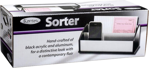 Kantek Acrylic and Silver Aluminum Desk Organizer, 2 Section Letter Mail Sorter, 10.25" x 3.5" x 4", Heavy Duty, Office Organizer, Desk Accessory...