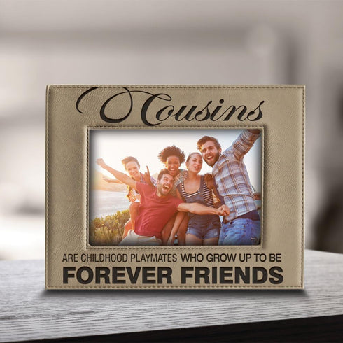 BELLA BUSTA -Cousins-Forever Friend Picture frame-Great Gift for best cousin Birthday-Christmas gift for cousin -Engraved Leather Picture Frame (5...