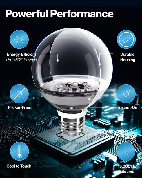Sunco Lighting 4 Pack Vanity Globe Light Bulbs G25 LED for Bathroom Mirror, High Output 1000 LM, 100W Equivalent 11W, 5000K Daylight, Dimmable, E2...
