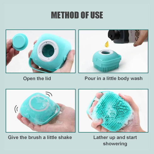 Dog Scrubber for Bath Pet Bathing Brush Silicone Shampoo Massage Dispenser Brush for Short Long Haired Dogs and Cats Washing(Blue)...