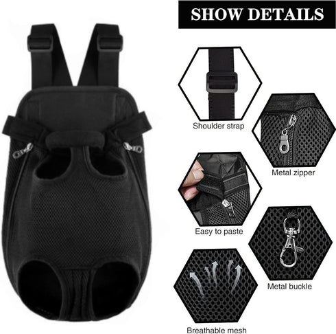 Pet Carrier Backpack - Adjustable Pet Front Cat Dog Carrier Backpack Travel Bag, Legs Out, Easy-Fit for Traveling Hiking Camping for Small Medium ...