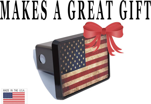 Rogue River Tactical USA American Flag Trailer Hitch Cover Plug US Patriotic Vintage Rustic Flag...