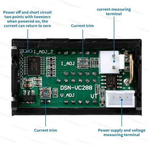 10 Pcs 0.28 Digital Voltmeter Ammeter 100V 10A Volt Amp Meter Current Voltage Tester with Connect Wires Red Blue Dual LED Multimeter Display Panel...