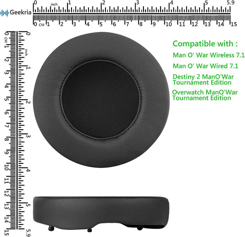 Geekria QuickFit Replacement Ear Pads for Razer Man O' War 7.1 Wireless/Wired, Destiny 2 / Overwatch Tournament Edition Gaming Headphones Ear Cush...