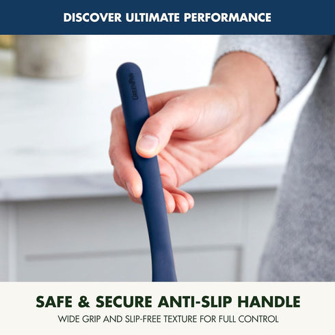 GreenPan Silicone Solid Spoon, Mixing Stirring Serving, Cooking Kitchen Utensil, Flexible Rubber Nonstick Cookware, Rigid Steel Core, Heat-Resista...