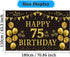 Trgowaul 75th Birthday Backdrop Gold and Black 5.9 X 3.6 Fts Happy Birthday Party Decorations Banner for Women Men Photography Supplies Background...