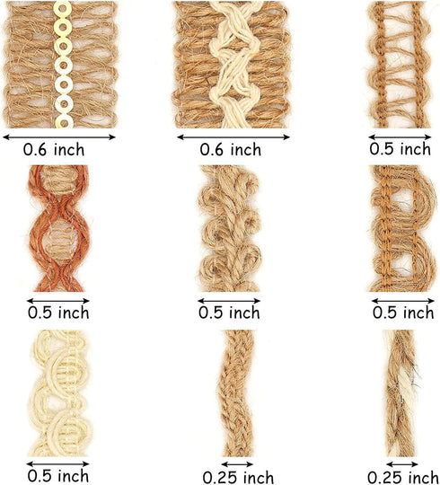VGOODALL 9 Rolls Jute Ribbons Lace Craft Ribbon 18 Meters for Crafts Wraping Gifts Party Holiday and Rustic Wedding Decorations...