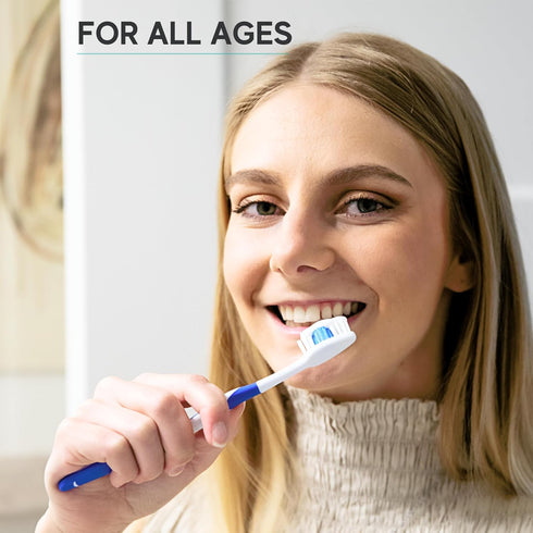 4 Pack Toothbrushes for Adults - Individually Wrapped Medium Bristle Toothbrushes with Covers - Blue - Convenient & Affordable Dental Care for Tra...