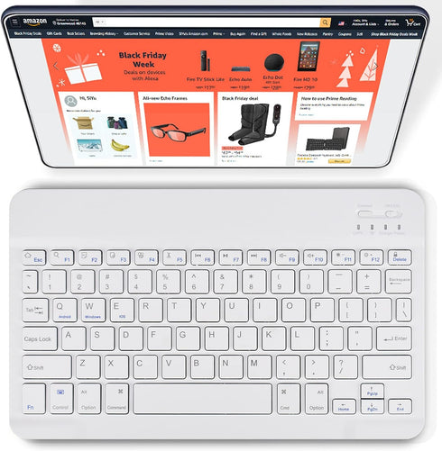 DETUOSI Universal 10 inch Wireless Keyboard, (0.23 inch) Ultrathin Slim Lightweight Travel Portable, 10.1" Multi-Device Wireless Keyboard for iOS/...