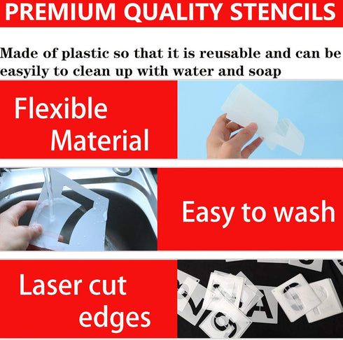 YEAJON 3 Inch Letter Stencils and Numbers, 36 Pcs Alphabet Art Craft Stencils, Reusable Plastic Templates for Wood, Wall, Fabric, Rock, Signage, D...