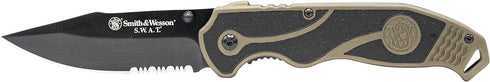 Smith & Wesson SWAT II 8.5in S.S. Spring Assisted Folding Knife with 3.5in Serrated Drop Point and Rubberized Aluminum Handle for Outdoor Survival...