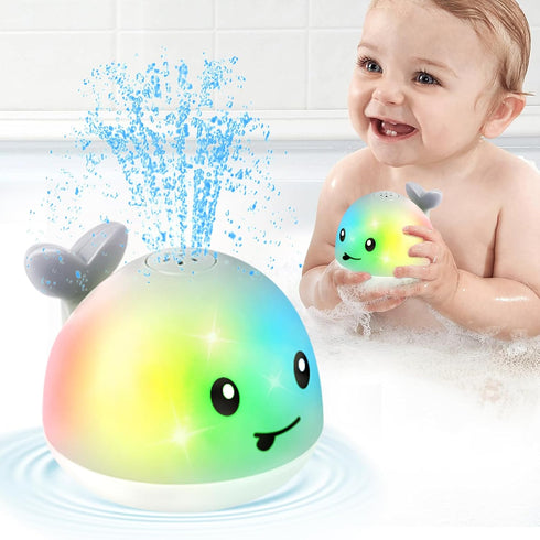 2024 Upgraded Whale Bath Toys for Babies, Light Up Bath Toys for Toddlers, Sprinkler Bathtub Toys Spray Fountain Water Pool Toys, Baby Infant Kids...