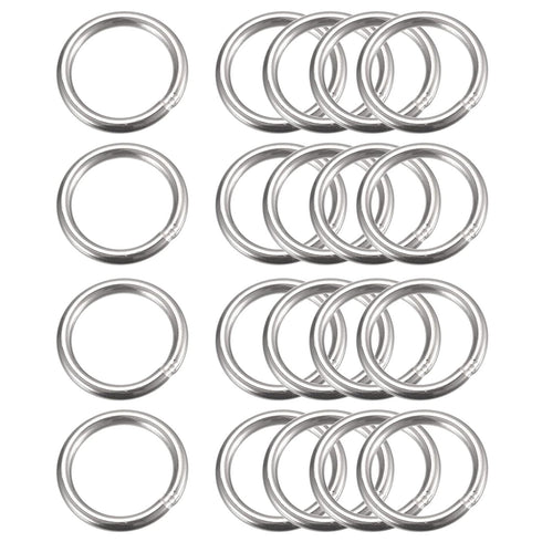 uxcell Stainless Steel O Rings, 20pcs 40mm(1.57") Outer Dia. 3mm Thickness Multi-Purpose Metal Welded O-rings Round Rings for Hardware Luggage Acc...
