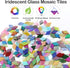 LITMIND Diamond Shaped Iridescent Glass Mosaic Tiles for Crafts Bulk, 0.79" x 0.48" Precut Mixed Colors Stained Glass Pieces, DIY Mosaic Making Su...