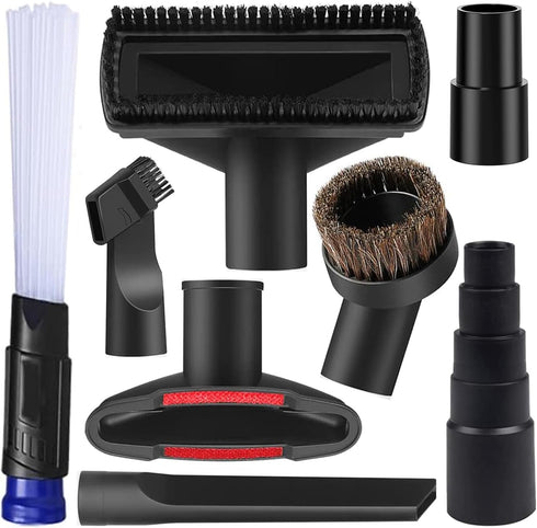 Universal Vacuum Attachment Kit Wet Dry Plastic Vacuum Hose Adapter 1-1/4" Vacuum Cleaners Accessories with Horse Hair Brush Extension Wand Flexib...