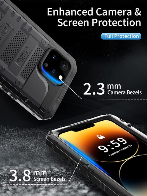 Unitedtime for iPhone 14 Pro Case Waterproof with Built-in Screen Protector Full Body Rugged Hard Silicone, Military Grade Shockproof Dustproof Pr...