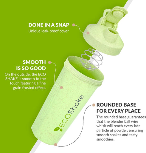 Eco Shake, your eco-friendly bottle: shaker bottle for the health-conscious & environmentally friendly. 100% biodegradable Wheat Straw, 20-ounce...