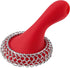 SUBEKYU Cast Iron Scrubber with Silicone Handle, Stainless Steel Cast Iron Skillet Cleaner Chainmail Scrubber for Cast Iron Pans, Red...