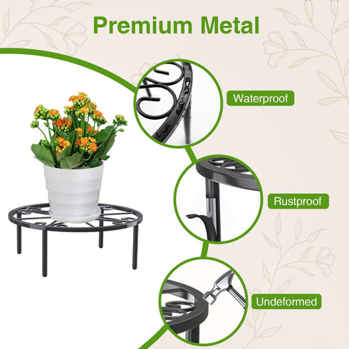 10.24IN Short Plant Stand-Heavy Duty Flower Pot Stand, Potted Plant Holder, Anti-rust Metal Plant Pot Shelf for Room Indoor and Outdoor Courtyard,...