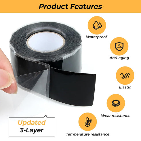 2 Rolls 1in(W) X 10ft(L) Seal Self Fusing Silicone Tape for Outdoor Antenna Coax & Electrical Cables, Plumbing Hose Repair Tape, Waterproof Tape, ...