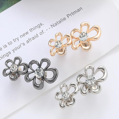 3 Sets Rhinestones Flower Pant Waist Tightener Jean Buttons for Loose Jeans,Cute Flowers Buttons for Jeans Button Pins for Jeans Crystal Floral Je...