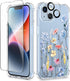 GVIEWIN for iPhone 14 Plus Case Floral, with Screen Protector + Camera Lens Protector, Soft Slim Clear Flower Shockproof Full Body Protective Wome...