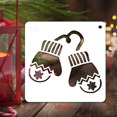 25 pcs Christmas Stencils Reusable, 6x6" Christmas Stencils for Painting on Wood, Plastic Drawing Painting Spraying Template for Greeting Cards, X...