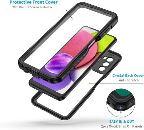 Lanhiem Samsung Galaxy A03s Phone Case, IP68 Waterproof Dustproof Case with Built-in Screen Protector, Full Body Heavy Duty Shockproof Protective ...